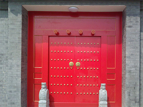 乐昌中国传统四合院系列朱红色中式木制大门木作